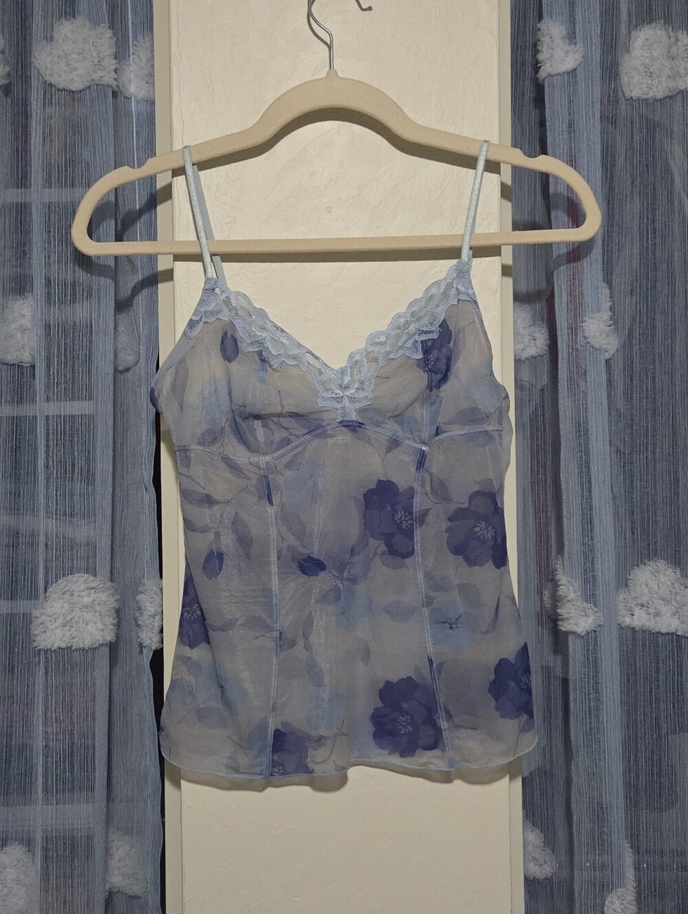 Vintage Gilligan & O'Malley Floral Lace Trim Sheer Camisole
